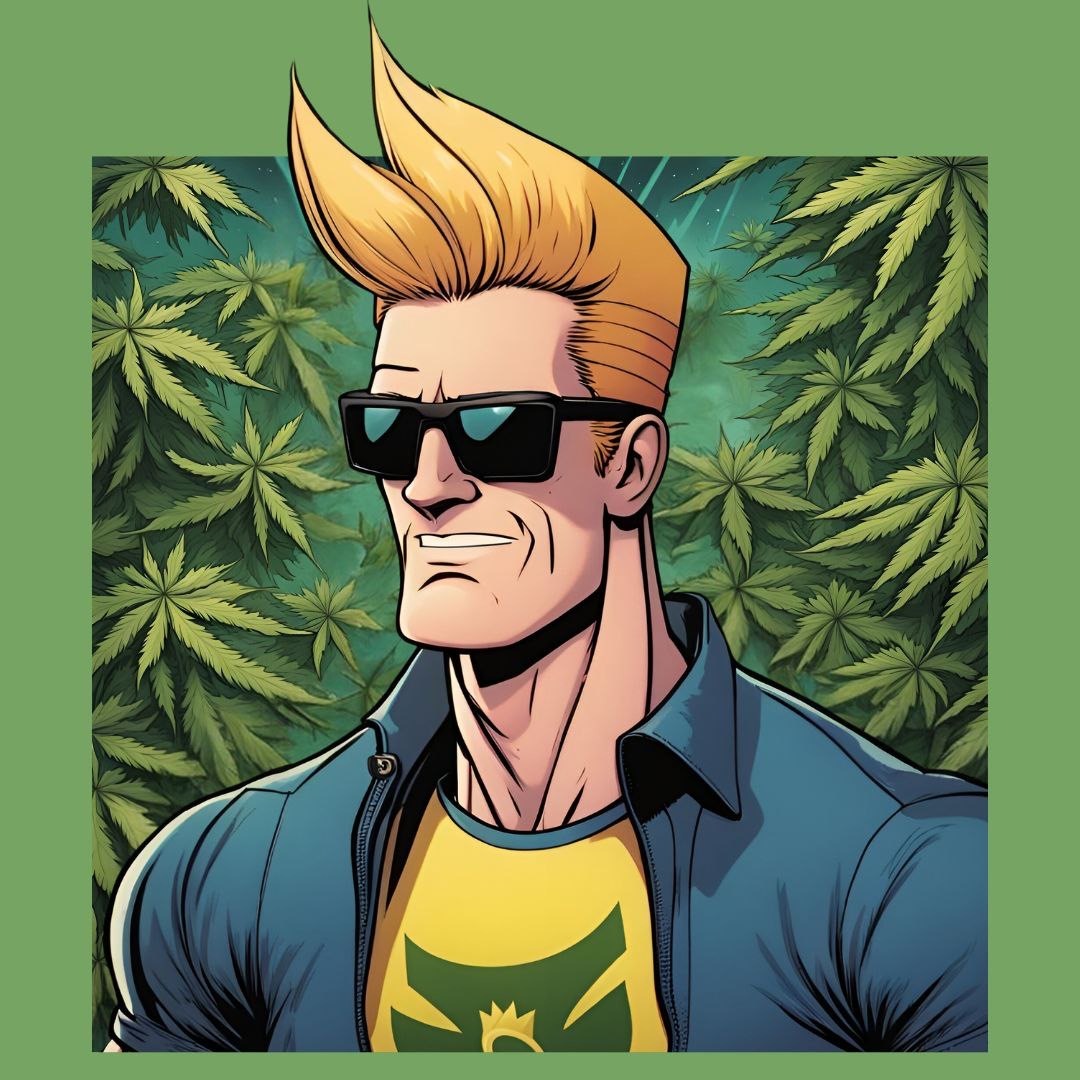 Chad in sunglasses, framed by a green botanical backdrop.